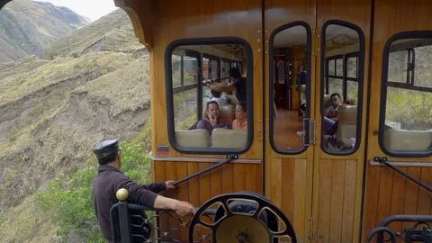 View at a cabin of the Devils Nose train Stock Footage 112417747