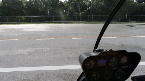 View from the cabin of the helicopter during takeoff Stock Footage 105162560