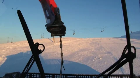 View from the cabin of the snowcat machine in Trysil, Norway. Stock Footage 61471988