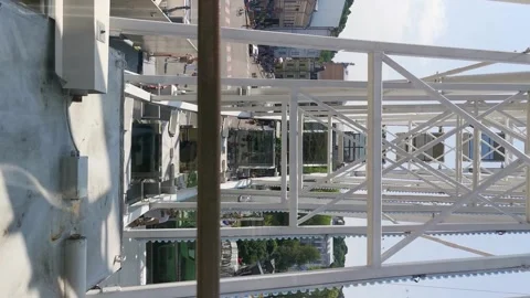 View from the Cabin onto the Wheel's Structure Vertical UHD Video Stock Footage 249105167