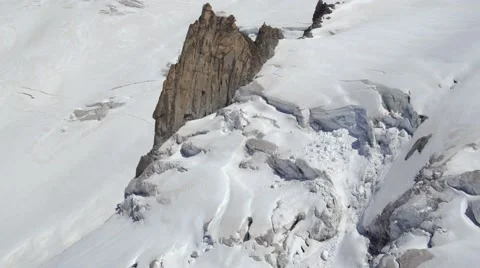 View from a cable car from Aiguille du midi Stock Footage 65374321