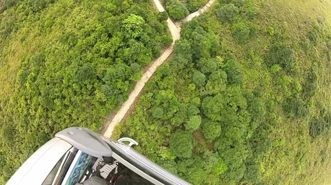 View from the cable car cabin in Lantau island, Hong Kong. Stock Footage 60115203
