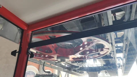View from the cable car cabin of the moving mechanism. Stock Footage 317805481