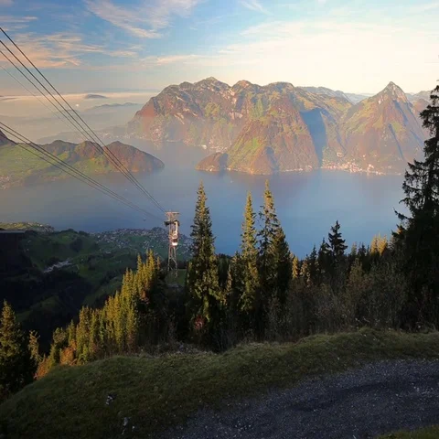View to cable car from Klewenalp, Central Switzerland Stock-Footage 69380480