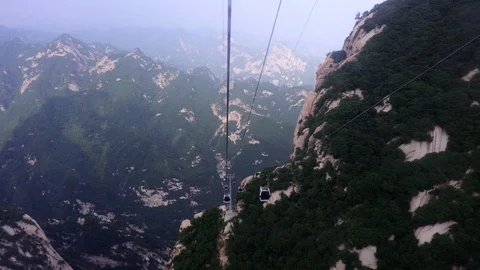 The view from the cable car at Mount Hua (Hua Shan), China Видео 100083951