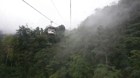 View from cable car for service tourism to mountains Video stock 64617498