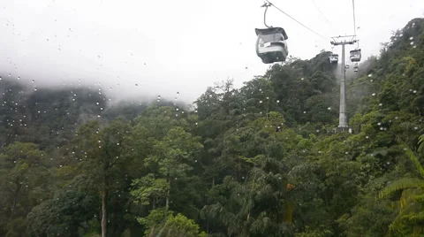 View from cable car for service tourism to mountains 스톡 동영상 64617526