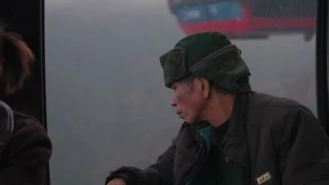 View From Cable Car Through Clouds at Fansipan, Sapa, Vietnam Stock Footage 328652228