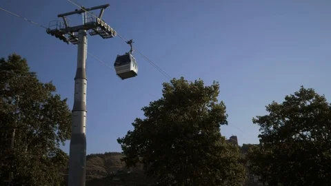 View of the cable car, which rises cabin Stock Footage 116846976