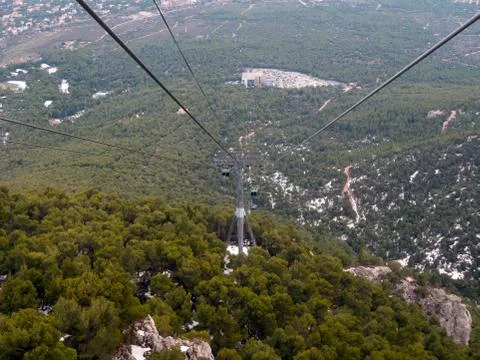 View from a cable car in winter Stock Photos