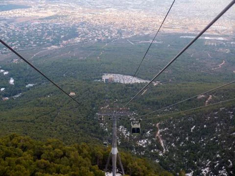 View from a cable car in winter Stock Photos