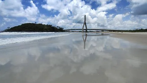 View of the cable stayed bridge in the city of Ilheus Bahia Brazil Foto stock