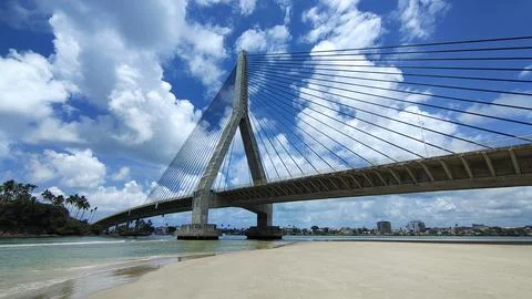 View of the cable stayed bridge in the city of Ilheus Bahia Brazil Stock Photos