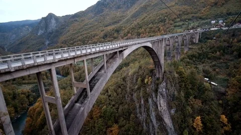 View From cableway To The bridge in Montenegro Stock Footage 70020744