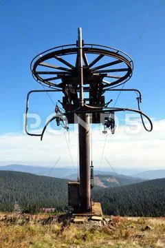 View of the cableway in the mountains Stock Photos