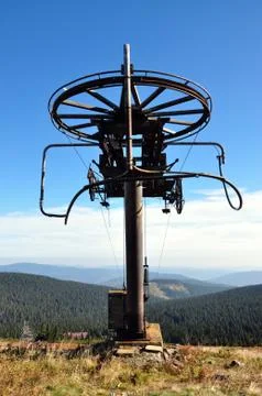 View of the cableway in the mountains Stock Photos