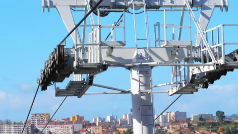 View of the cableway support, cable car in Porto, Portugal Stockbeeldmateriaal 89189413