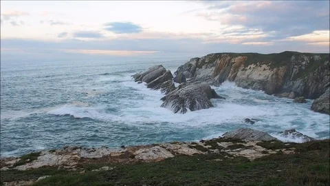 View of Cabo Blanco at the Cantabrian coast in Asturias, Spain 스톡 동영상 69807858
