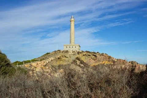 View of Cabo de Palos lighthouse near Mar Menor Spain Stock Photos
