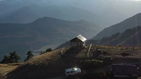 View of the Cadillac Escalade in the mountains Stock Footage 150527652