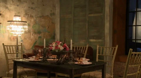 View of cafe's table decorated for celebration Video stock 42582236