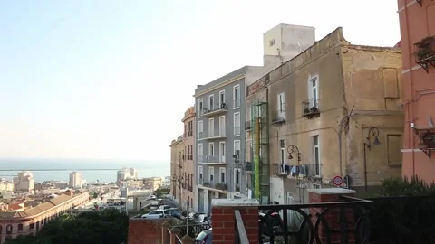 View of Cagliari from the observation deck. Video stock 131339649
