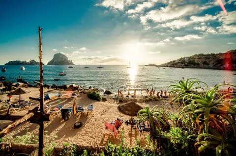 View of cala d'hort beach, ibiza Stock Photos