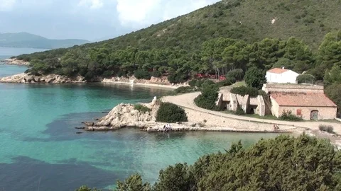 View cala Moresca beach , Golfo Aranci, Olbia Stock Footage 96410769