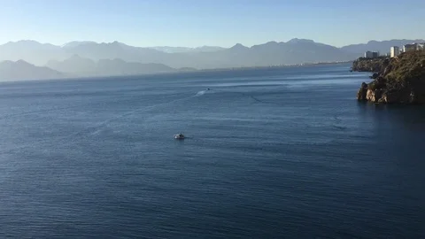 View of the calm sea from the cliffs Stock Footage 123597622