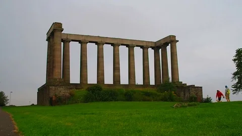 View of Calton hill monuments Stock Footage 79730231
