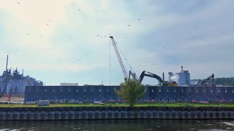 View at Cameco Corporation uranium conversion facility in Canada. Produces .. Stock Footage 286051007