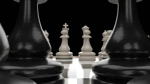 View Camera Chess Pieces Chess Board Luma Matte Stock Footage 149000349