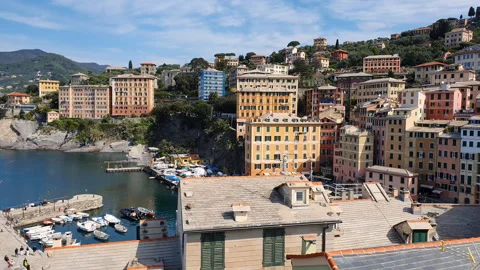 View of Camogli from the castle. Panorama Stock Footage 244010563