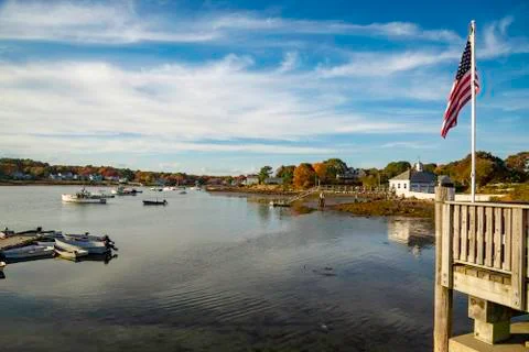 View of Camp Ellis during the fall, Maine Usa Stock Photos