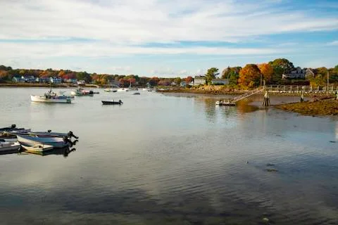 View of Camp Ellis during the fall, Maine Usa Stock Photos
