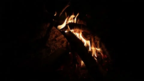 View of Camp Fire with Audio Stock Footage 131231391