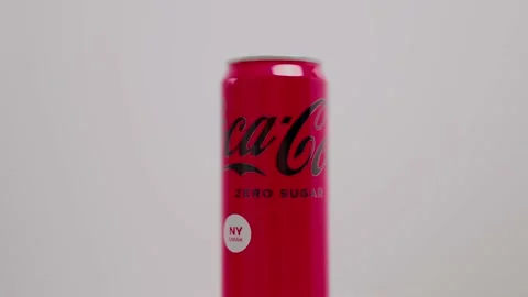 View of can of Coca Cola sugar free isolated on white background. Stock Footage 167175986