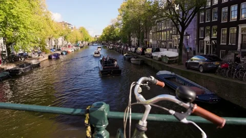 View of the canal in Amsterdam Stock Footage 223241482
