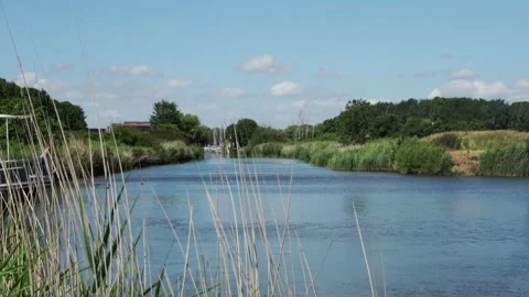 View of the canal to Oude Tonge Stock Footage 292221741