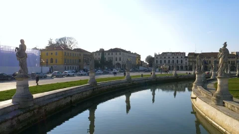 View on the canal in Prato della Valle in Padua Stock Footage 87458745