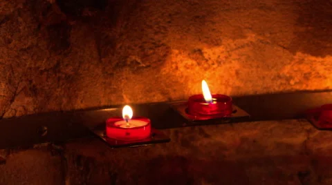 View of candles burn in the Church Stock-Footage 66358686