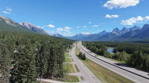 View of Canmore, Alberta Stock Footage 283285146