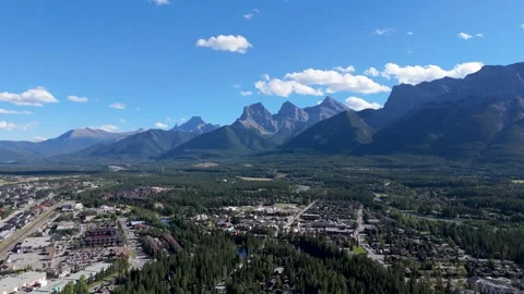 View of Canmore, Alberta Stock Footage 283293479