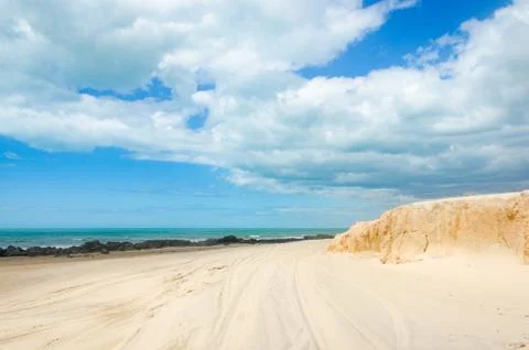 View of Canoa Quebrada orange cliffs and Фото