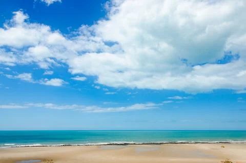 View of Canoa Quebrada orange cliffs and Stock Photos