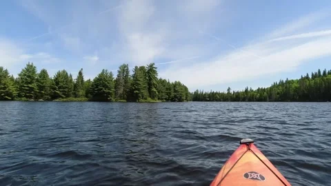 View from canoe on a lake in Algonquin Park Stock Footage 277453078