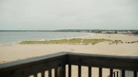 View of Cap Cod Beach from balcony Stock Footage 90631798