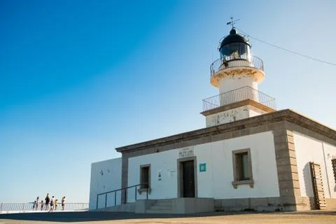 View of cap de creus lighthouse, a beacon of light on the rocky catalan costa 스톡 사진