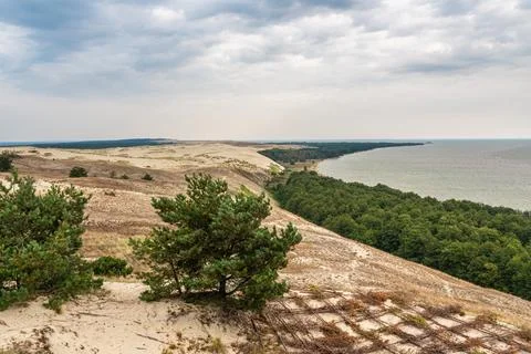 View of Cape Grabst from observation deck on Olenya Buda dunes. Curonian Sp.. Foto stock