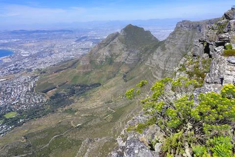 View of Cape Town from top of Table Mountain South Africa Africa Stockfoto's